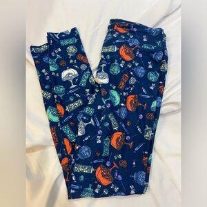 Lularoe One Size Leggings Lamps and Candy Blue